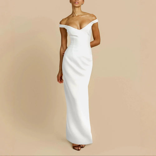 Damen Schlichtes Off-Shoulder-Maxikleid Drune