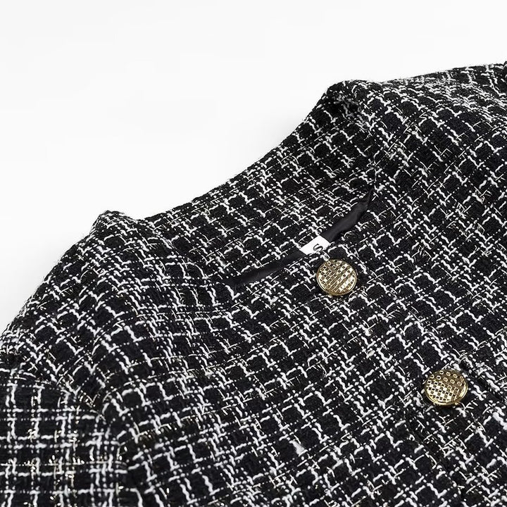 Damen Modische Bouclé-Jacke mit Knöpfen Drune