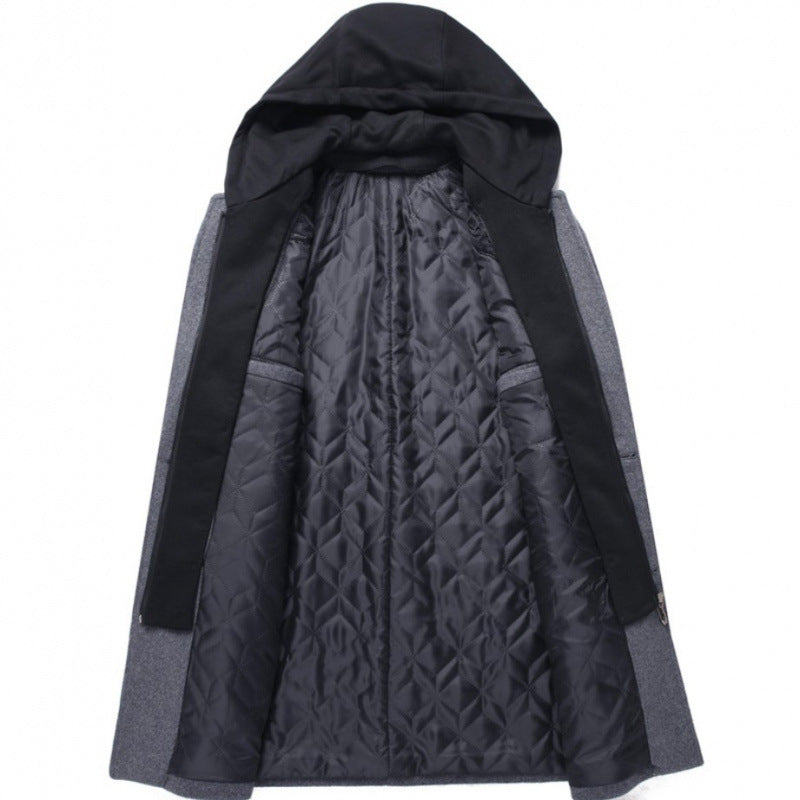 Damen modische Longjacke mit abnehmbarer Kapuze und trendigem Innenfutter Drune