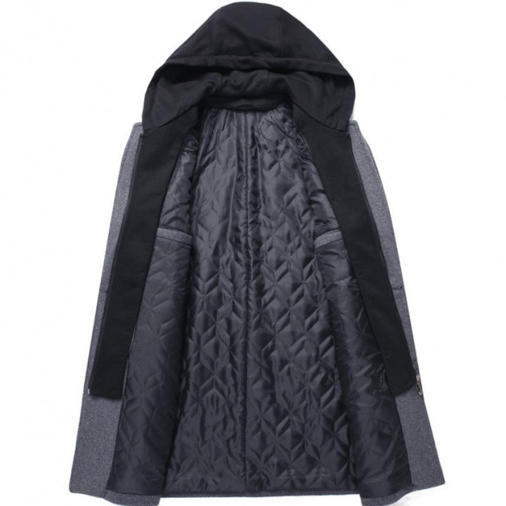 Damen modische Longjacke mit abnehmbarer Kapuze und trendigem Innenfutter Drune