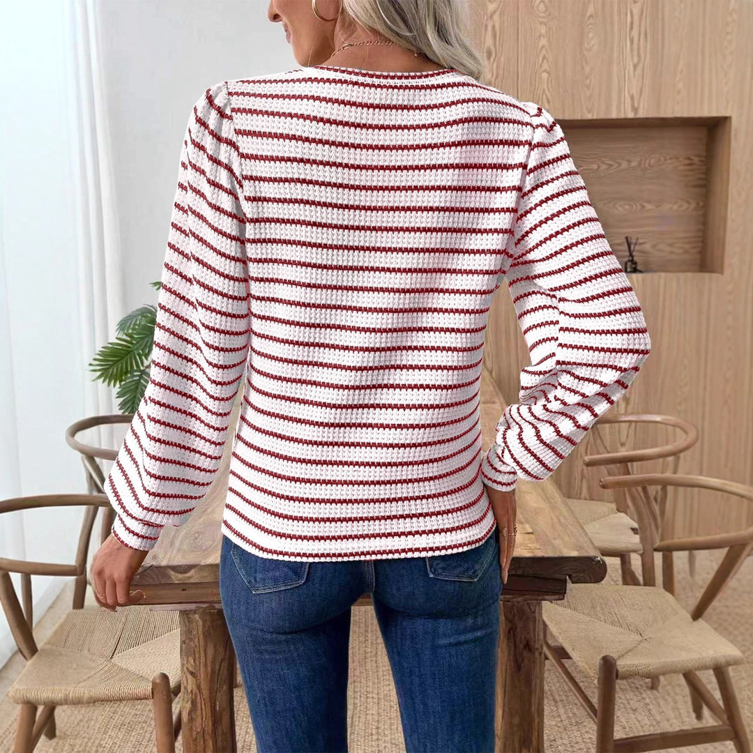 Damen luftiger Strickpullover mit Streifen Drune