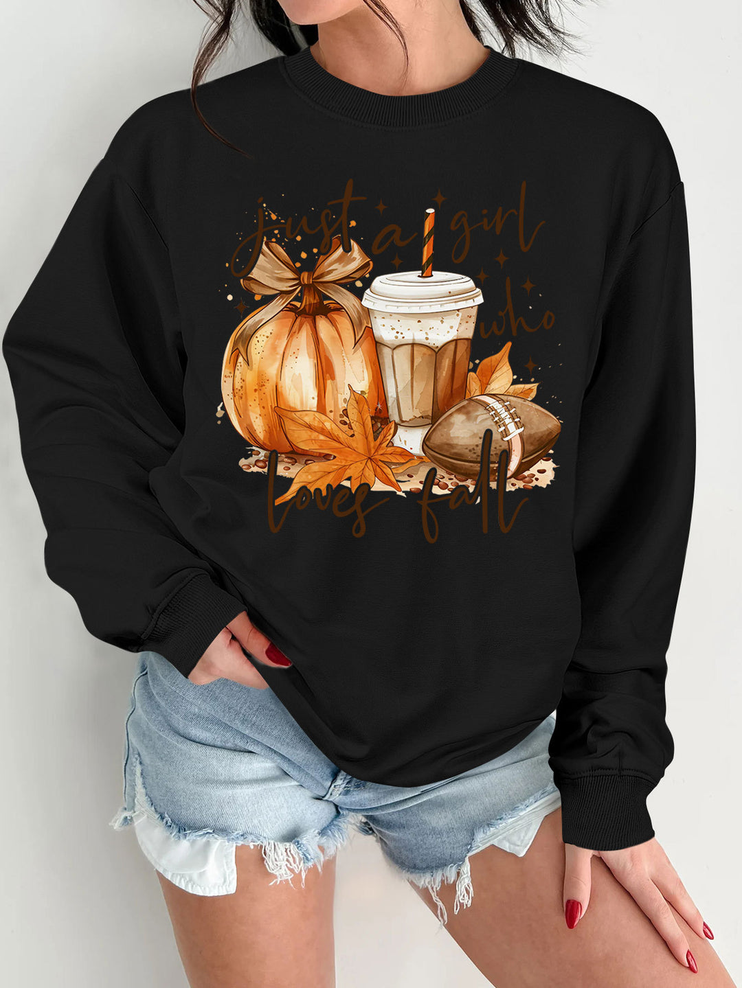Damen Sweatshirt mit herbstlichem Motiv und inspirierendem Druck Drune