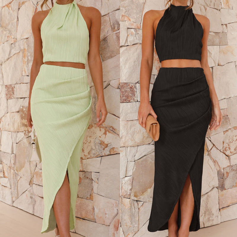 Damen Maxikleid im eleganten Hochkragenstil mit seitlichem Schlitz und figurschmeichelndem Schnitt Drune