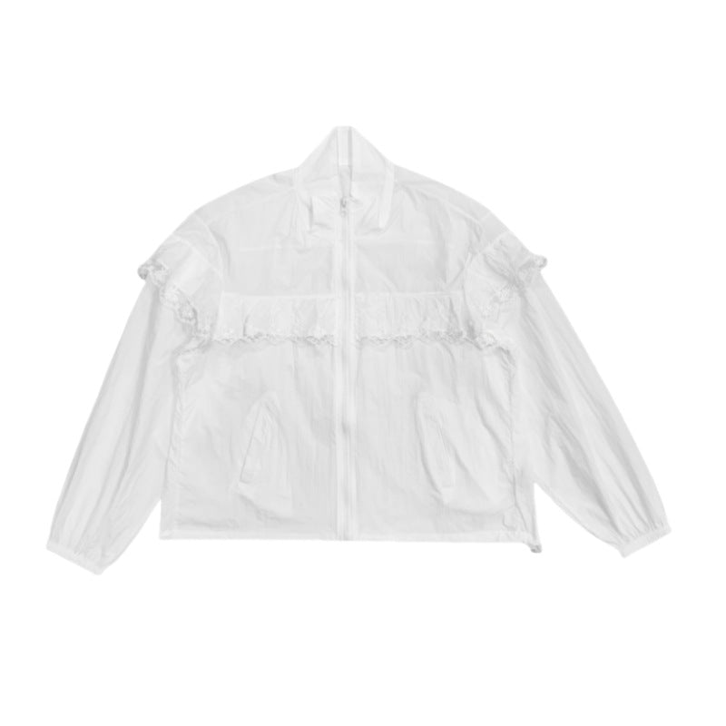 Damen elegante Übergangsjacke mit Rüschendetails Drune