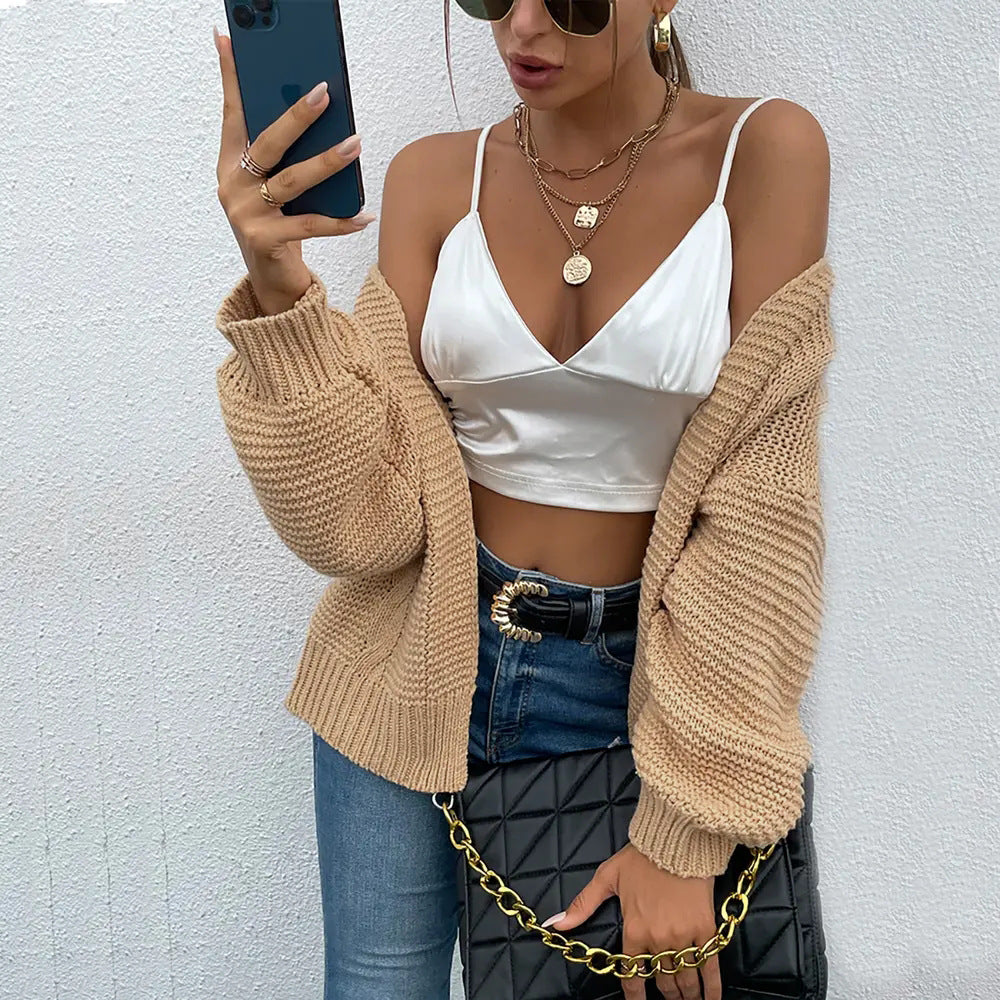 Damen Grobstrickjacke mit oversized Ärmeln und offener Front Drune