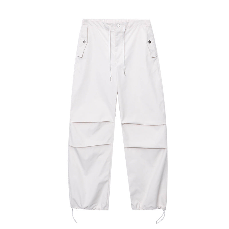 Damen lässige Stoffhose mit elastischem Bund und seitlichen Taschen Drune