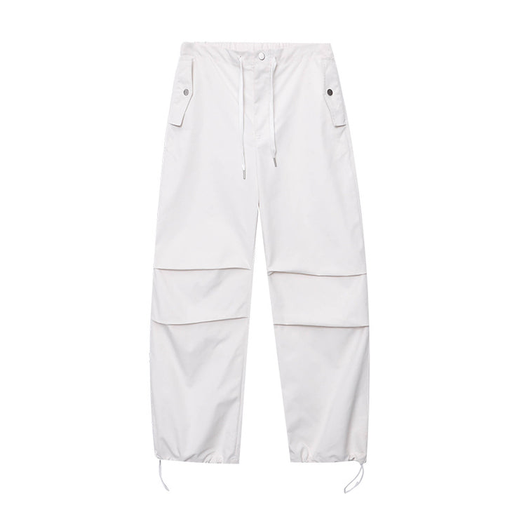 Damen lässige Stoffhose mit elastischem Bund und seitlichen Taschen Drune