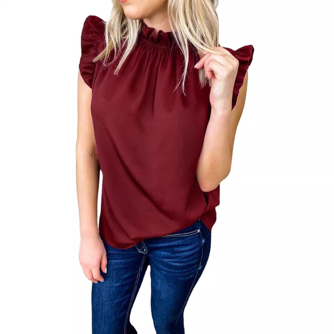 Damen elegante Bluse mit Rüschendetails Drune