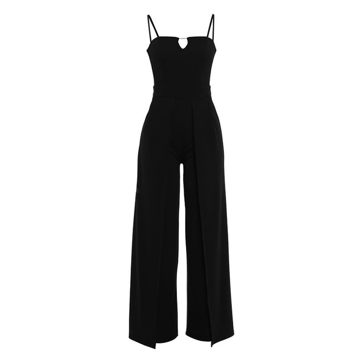 Damen Elegantes Langarm-Overall mit hochgeschlossenem Ausschnitt und seitlichem Schlitz Drune