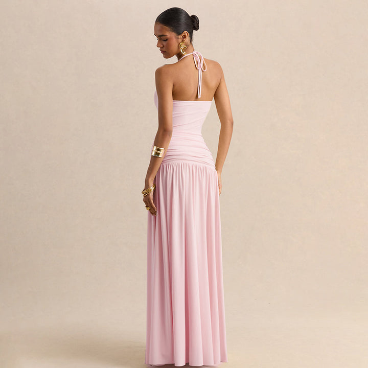 Damen Elegantes Abendkleid mit Off-Shoulder-Design und Fließendem Cape Drune