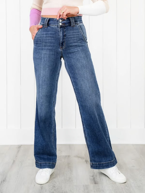 Damen Weite High-Waist Jeans mit komfortablem Schnitt Drune