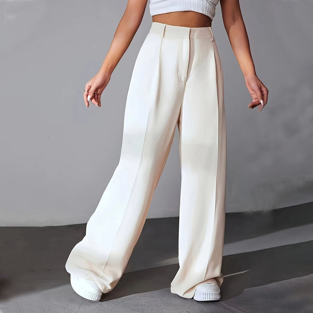 Damen weite Hochtaillen-Hose mit eleganter Faltenlegung und zeitgemäßem Schnitt Drune