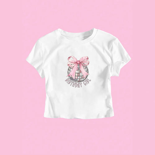 Damen Crop-T-Shirt mit festlichem Geburtstagsthema Drune