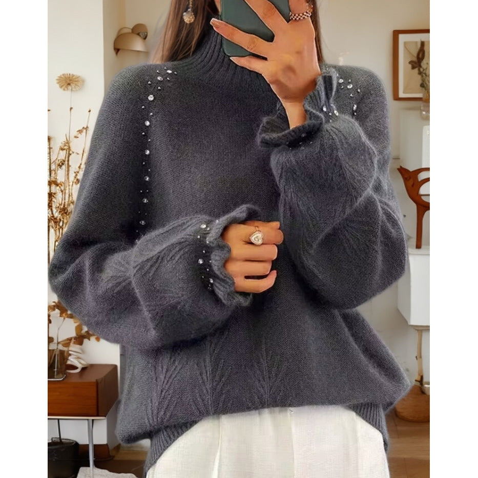 Damen Pullover mit elegantem Rollkragen und funkelnden Details Drune