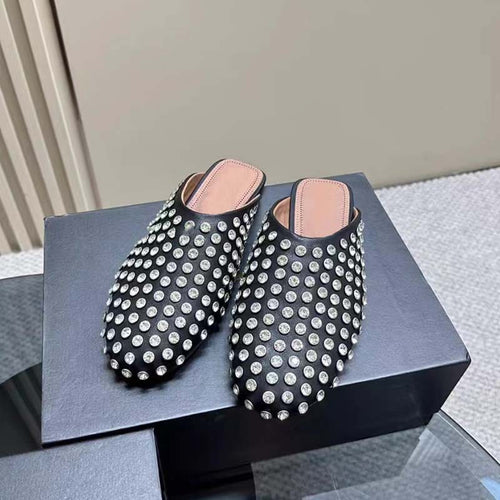 Damen mit Strass verzierten Slide Mules Drune