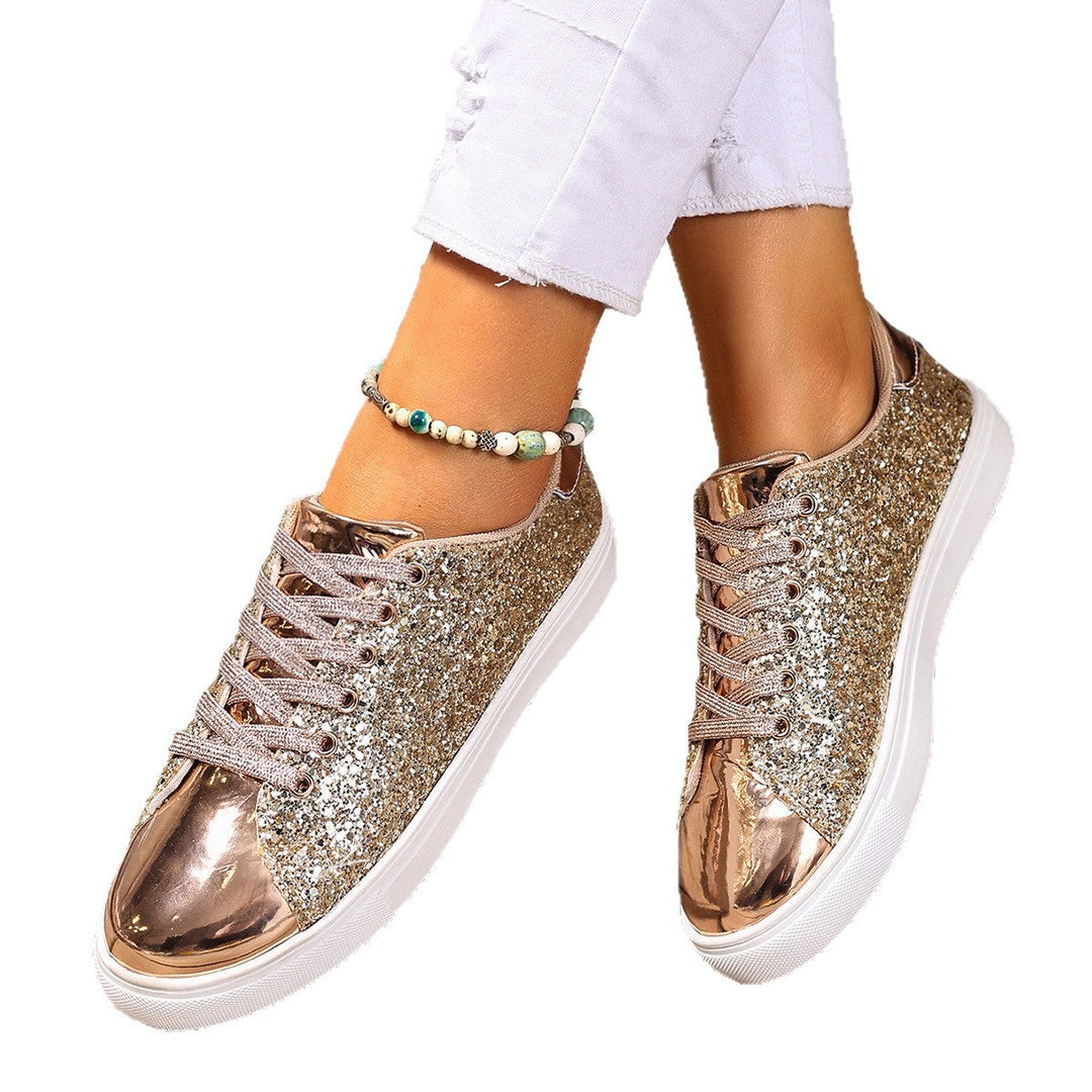 Damen Glitzernde Sneakers mit verspiegelter Zehenkappe und bequemer Polsterung Drune