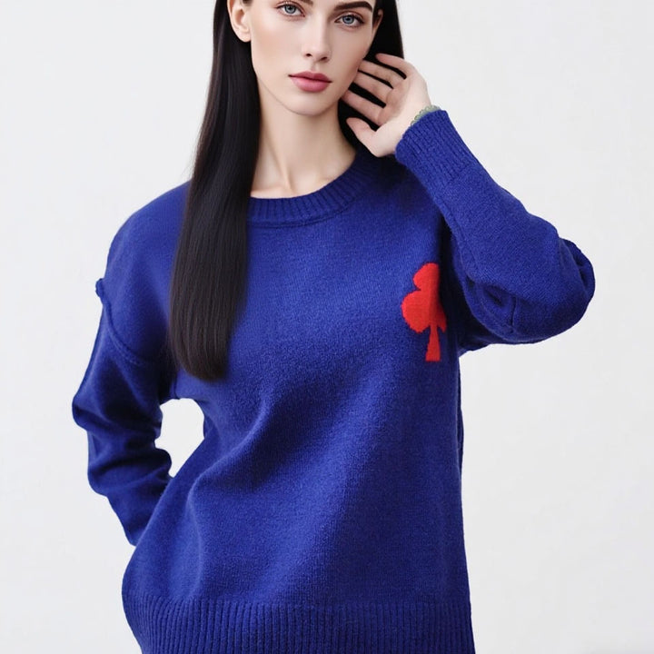 Damen Modischer Pullover mit appliziertem Design Drune