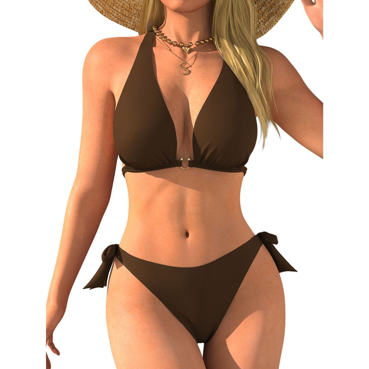 Damen Triangel-Bikini mit Rückenband und sinnlichem V-Ausschnitt Drune