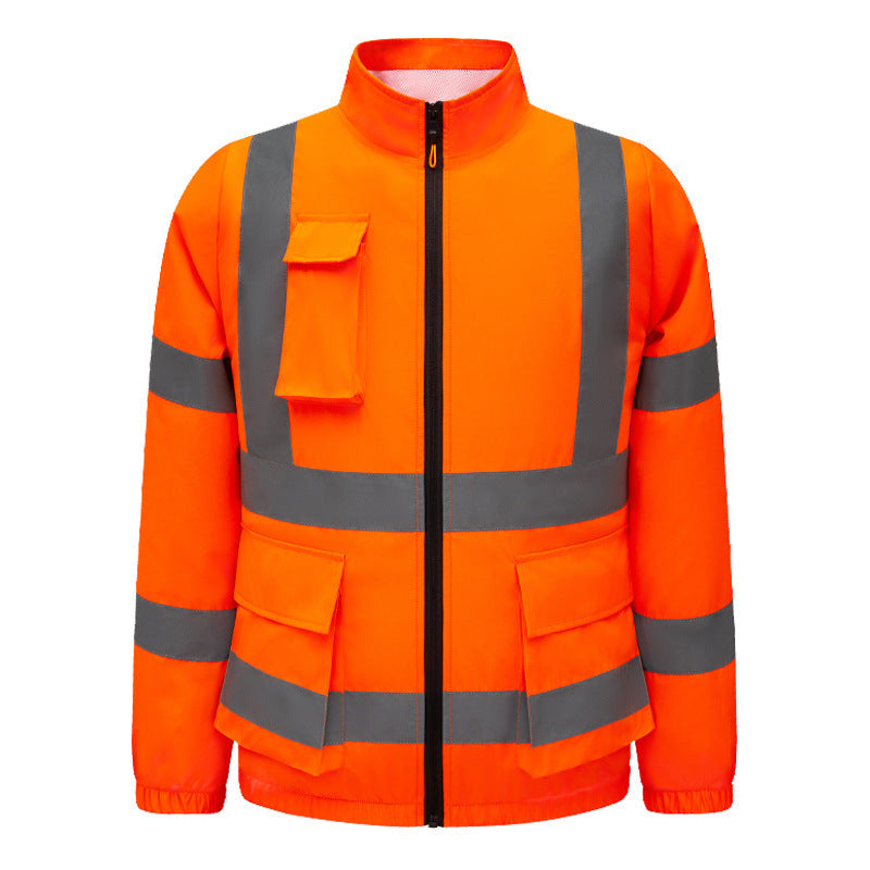 Unisex nan hochsichtbare Warnjacke mit reflektierenden Streifen und multifunktionalen Außentaschen Drune