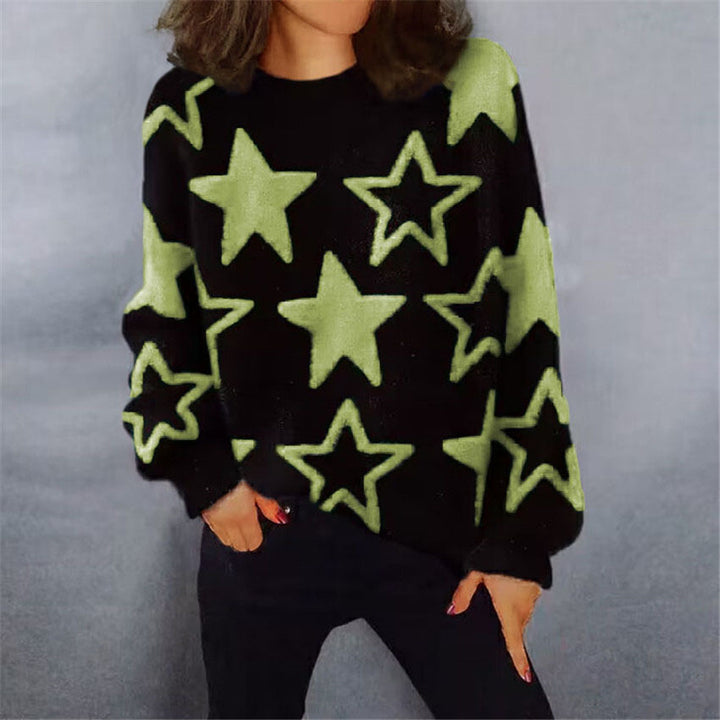 Damen Bequemer Strickpullover mit starigem Muster und lässigem Schnitt Drune