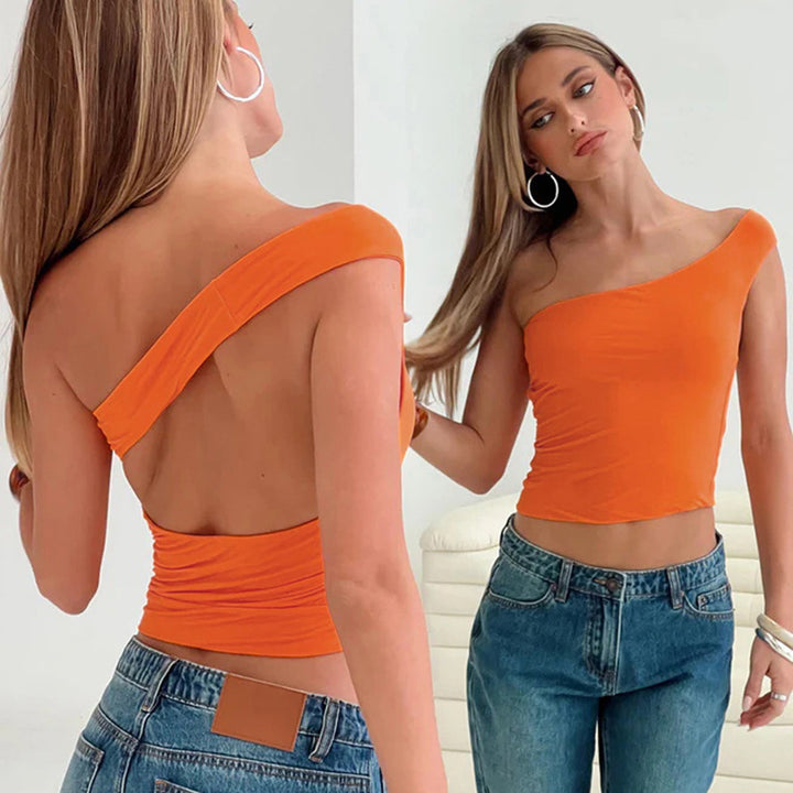 Damen trendiges Neckholder-Top mit elegantem V-Ausschnitt und figurschmeichelndem Schnitt Drune