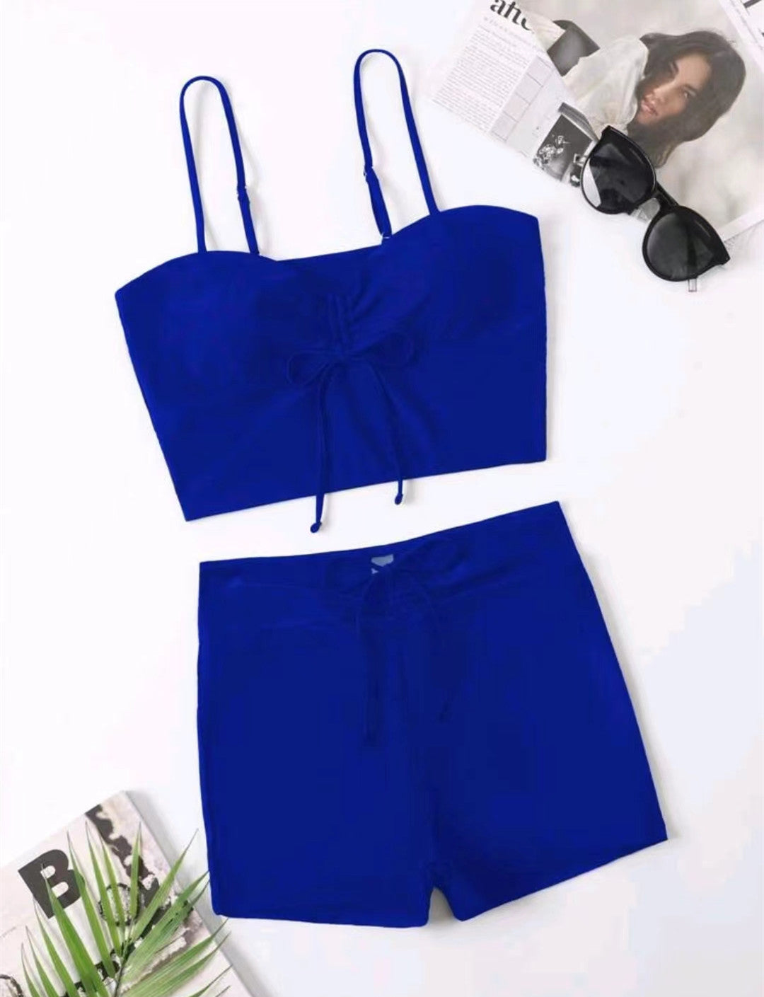 Damen Sportliches Crop-Top mit hoher Taille und verstellbarem Bund Drune