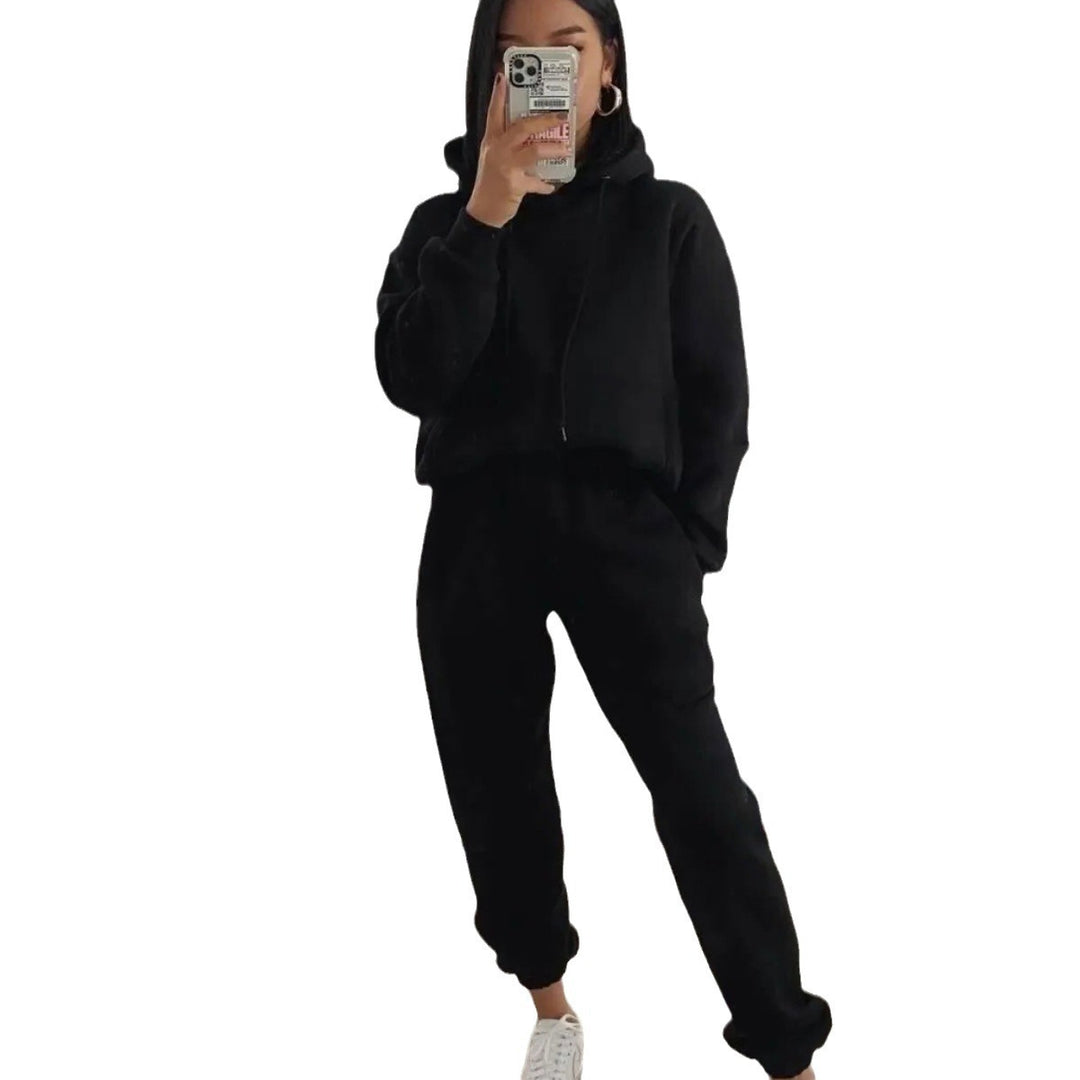 Damen nan kuscheliger Oversize-Kapuzenpullover und Highwaist-Jogginghose Set Drune