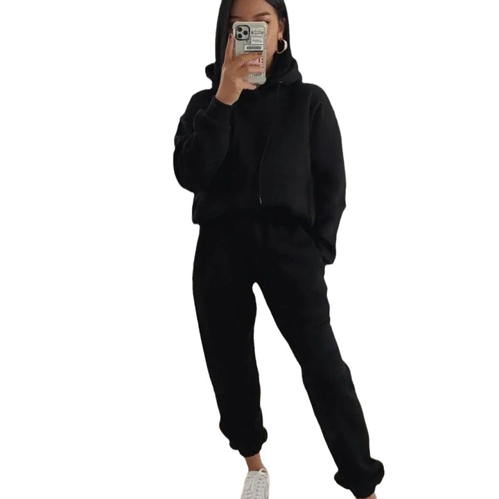 Damen nan kuscheliger Oversize-Kapuzenpullover und Highwaist-Jogginghose Set Drune