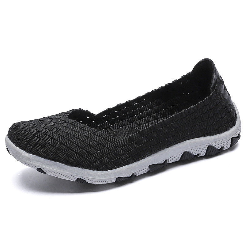Damen nan gestrickter Slip-On Freizeitschuh mit geflochtenem Obermaterial und rutschfester Flexsohle Drune