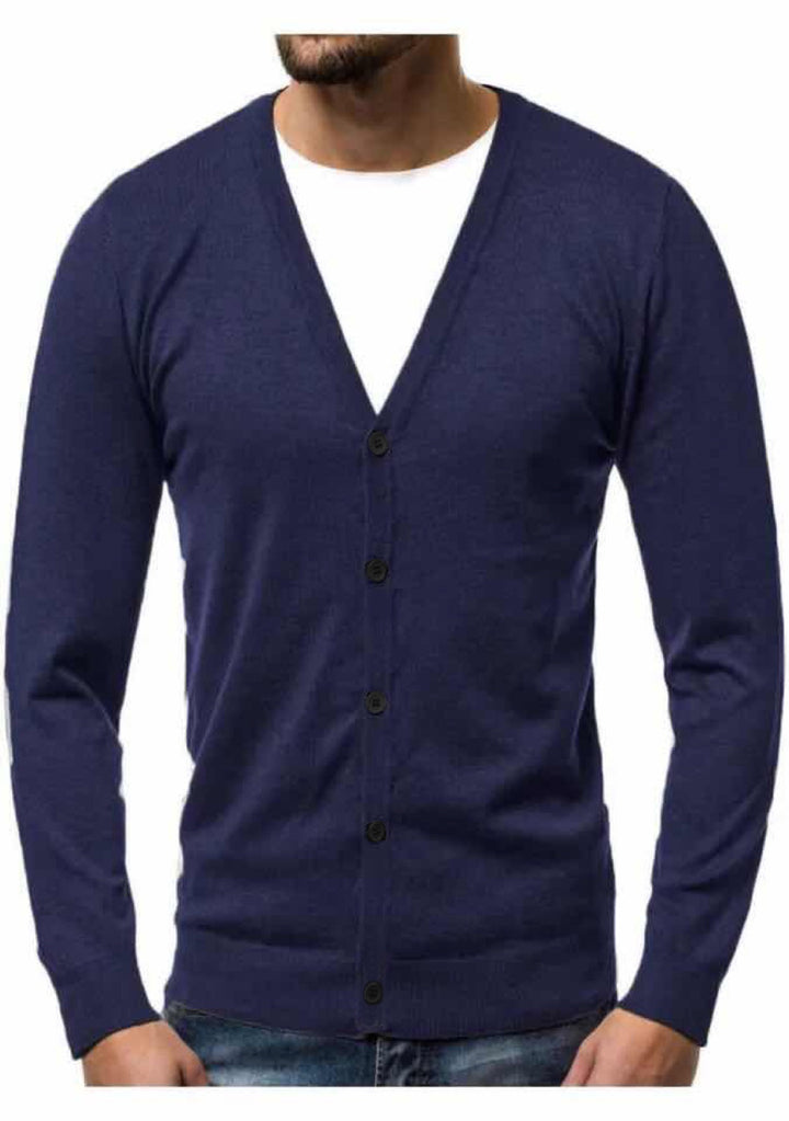 Herren nan Feinstrick-Cardigan mit V-Ausschnitt, schmaler Passform und durchgehender Knopfleiste Drune