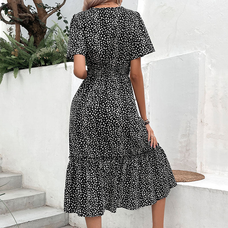 Damen Freizeitkleid mit elastischem Bund und Rüschensaum Drune
