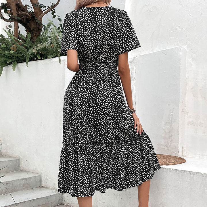 Damen Freizeitkleid mit elastischem Bund und Rüschensaum Drune