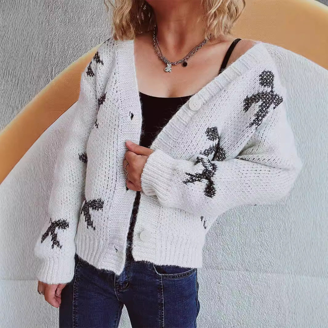 Damen lässige Strickjacke mit modernem Karomuster und hochwertigen Knopfdetails Drune