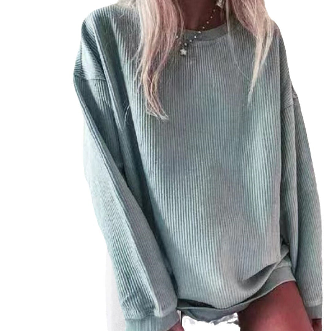 Damen Lässiger Rippstrick-Pullover mit weitem Schnitt Drune