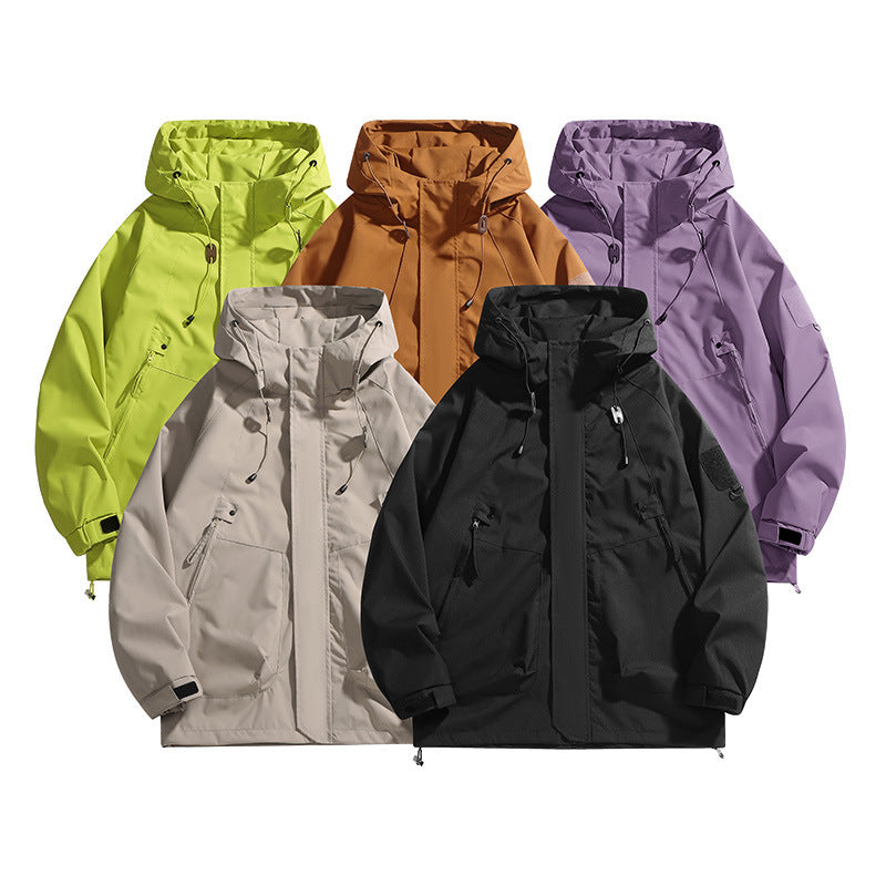 Damen wasserdichte Outdoor-Jacke mit verstellbarer Kapuze und atmungsaktiven Einsätzen Drune