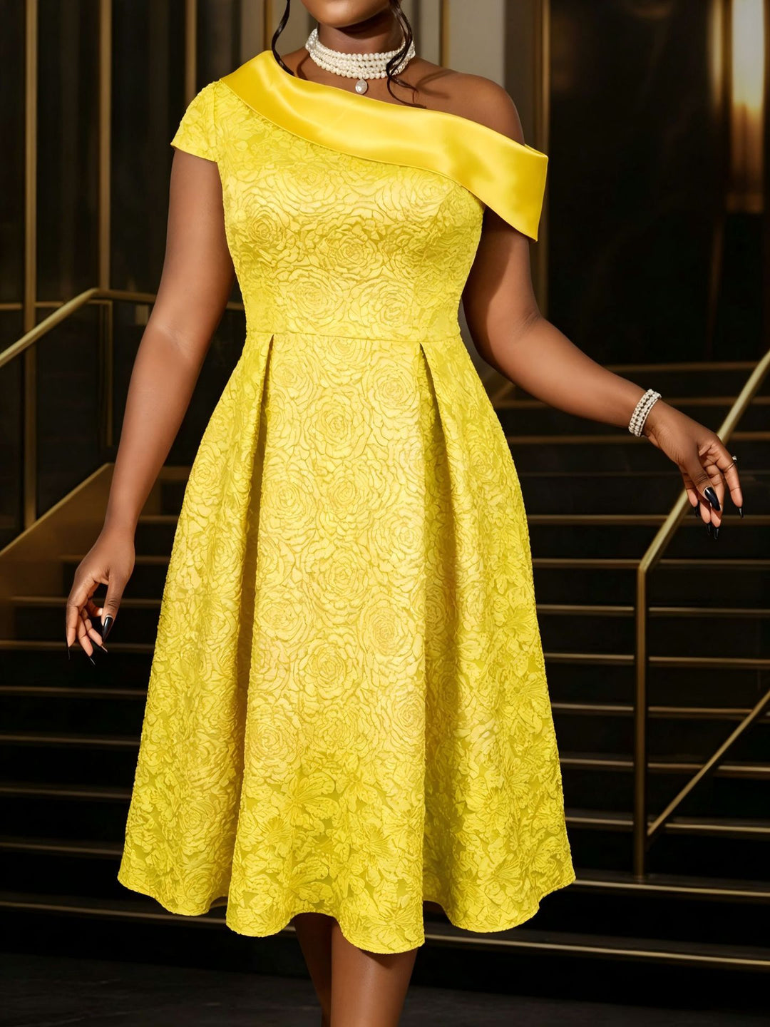 Damen elegantes A-Linien Kleid Drune