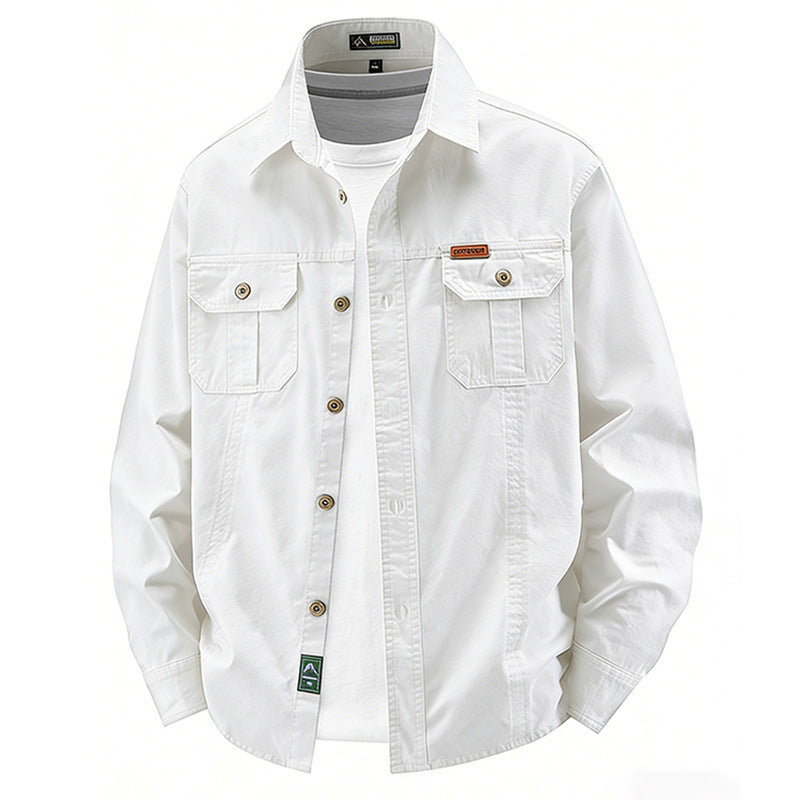 Herren  leichte Baumwolle Utility Overshirt mit Klappbrusttaschen Drune