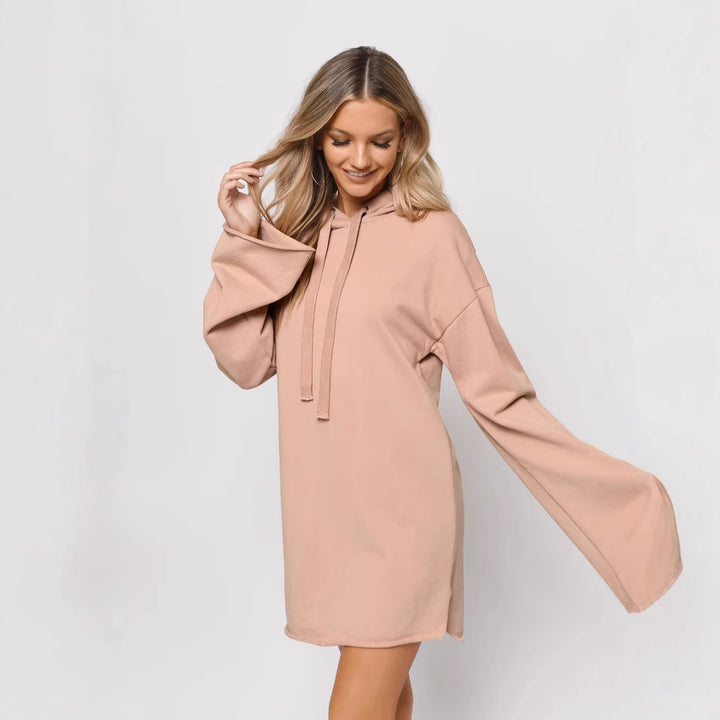 Damen lässiges Oversized Hoodie-Kleid mit Kapuze und langen Ärmeln Drune