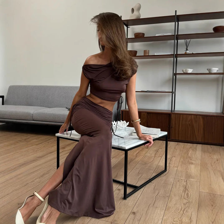 Damen Zweiteiler mit asymmetrischem Schnitt Drune