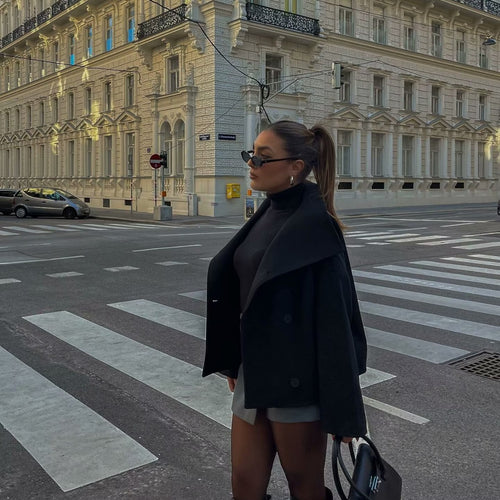 Damen modische Übergangsjacke im eleganten Doppelreiher-Stil Drune
