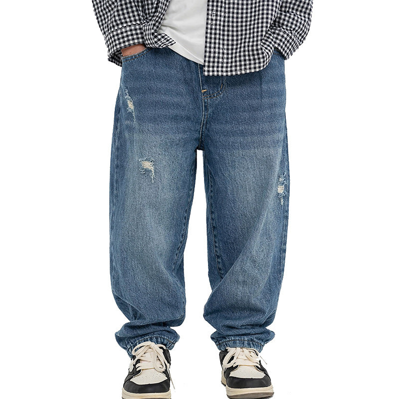 Herren lässige Relaxed-Fit Jeans mit modischen Abriebstellen Drune