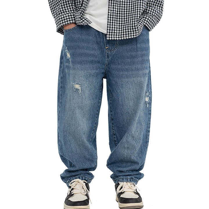 Herren lässige Relaxed-Fit Jeans mit modischen Abriebstellen Drune
