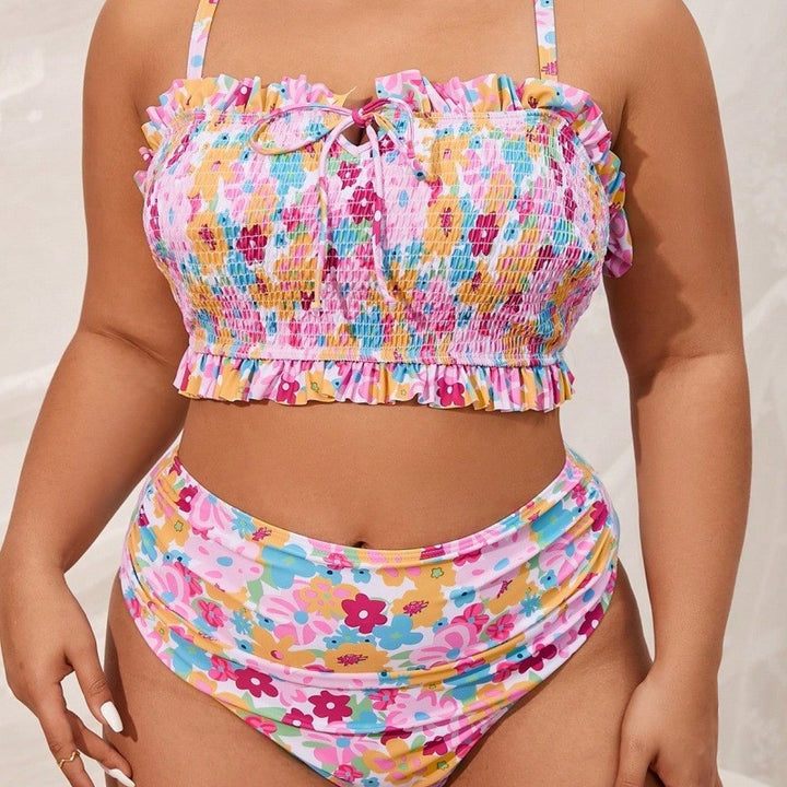 Damen Verspieltes Bikini-Set mit Rüschendetails Drune