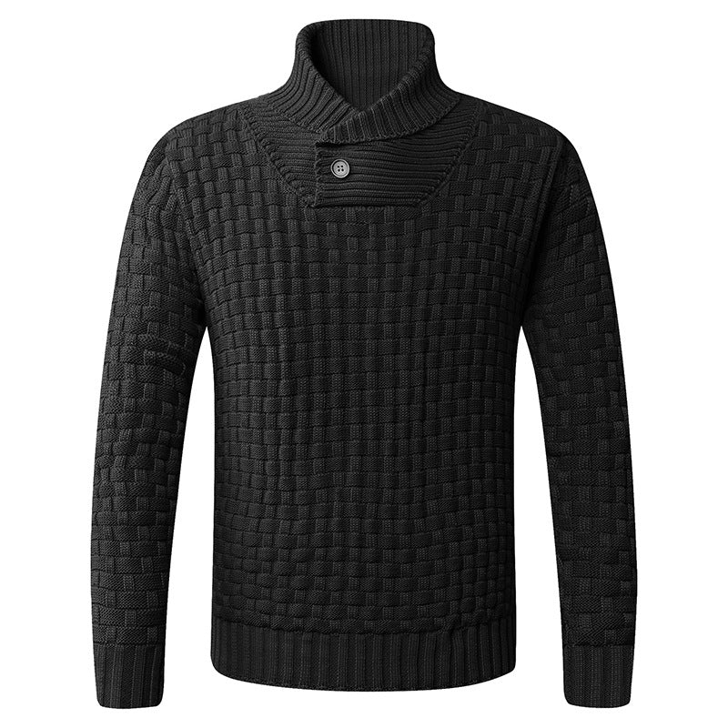Herren Strickpullover mit modernem Zopfmuster und Stehkragen Drune