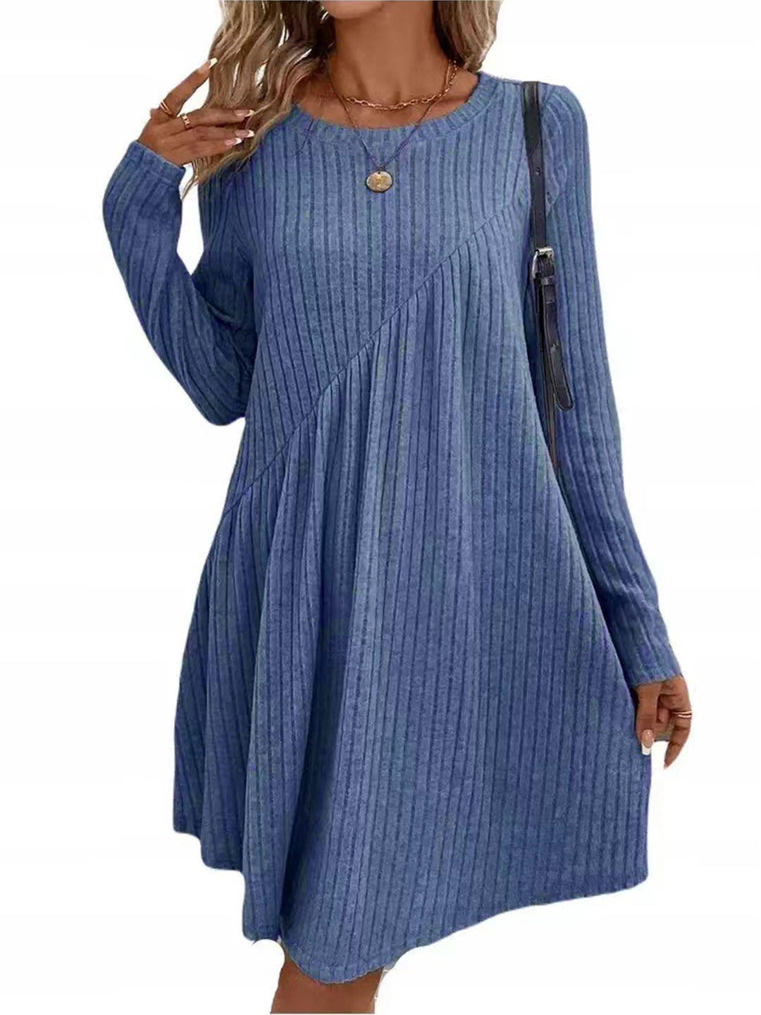 Damen lässiges Ripp-Kleid mit asymmetrischem Design Drune