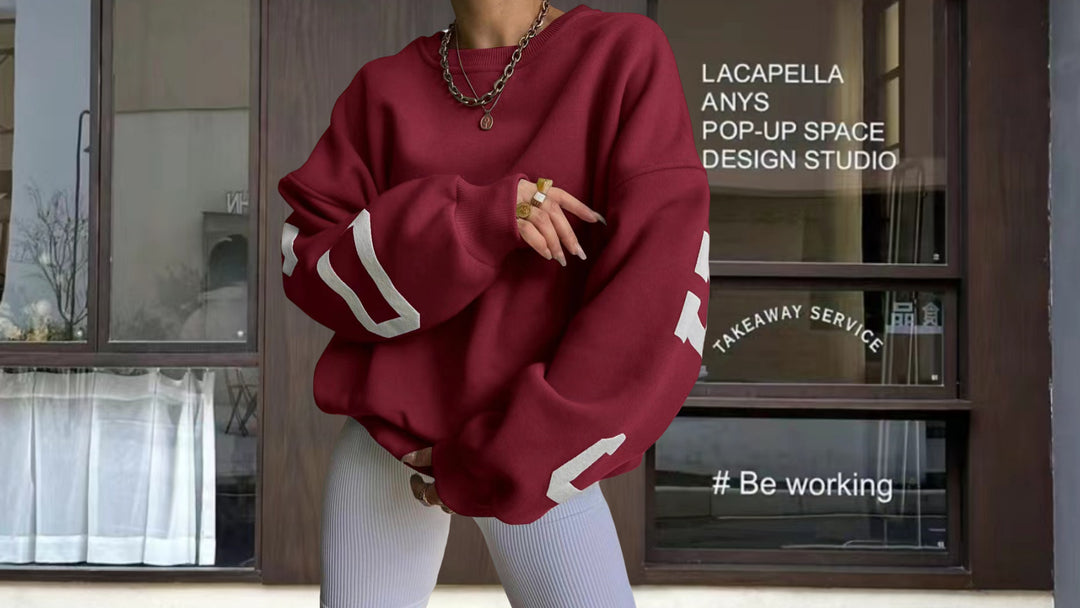 Damen Oversized Sweatshirt mit grafischen Akzenten Drune