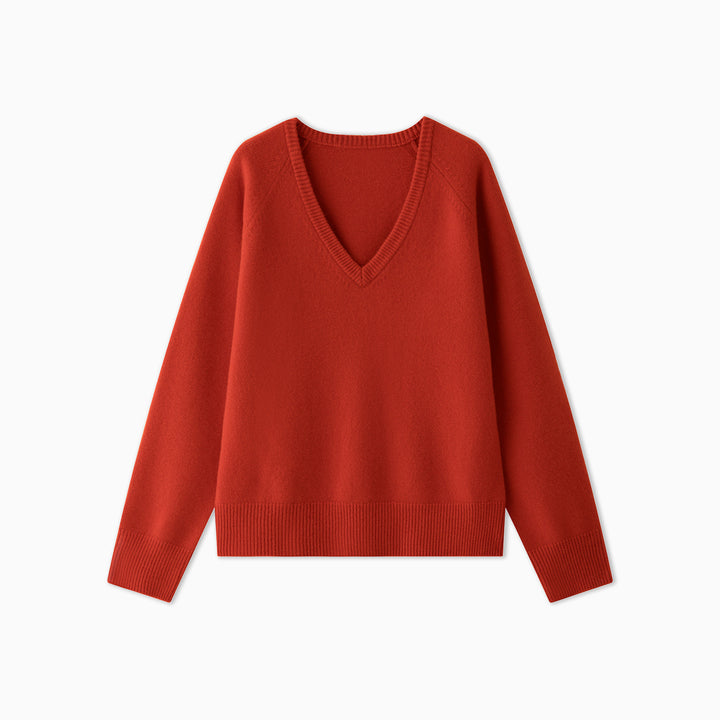 Damen Kuscheliger V-Ausschnitt Pullover Drune