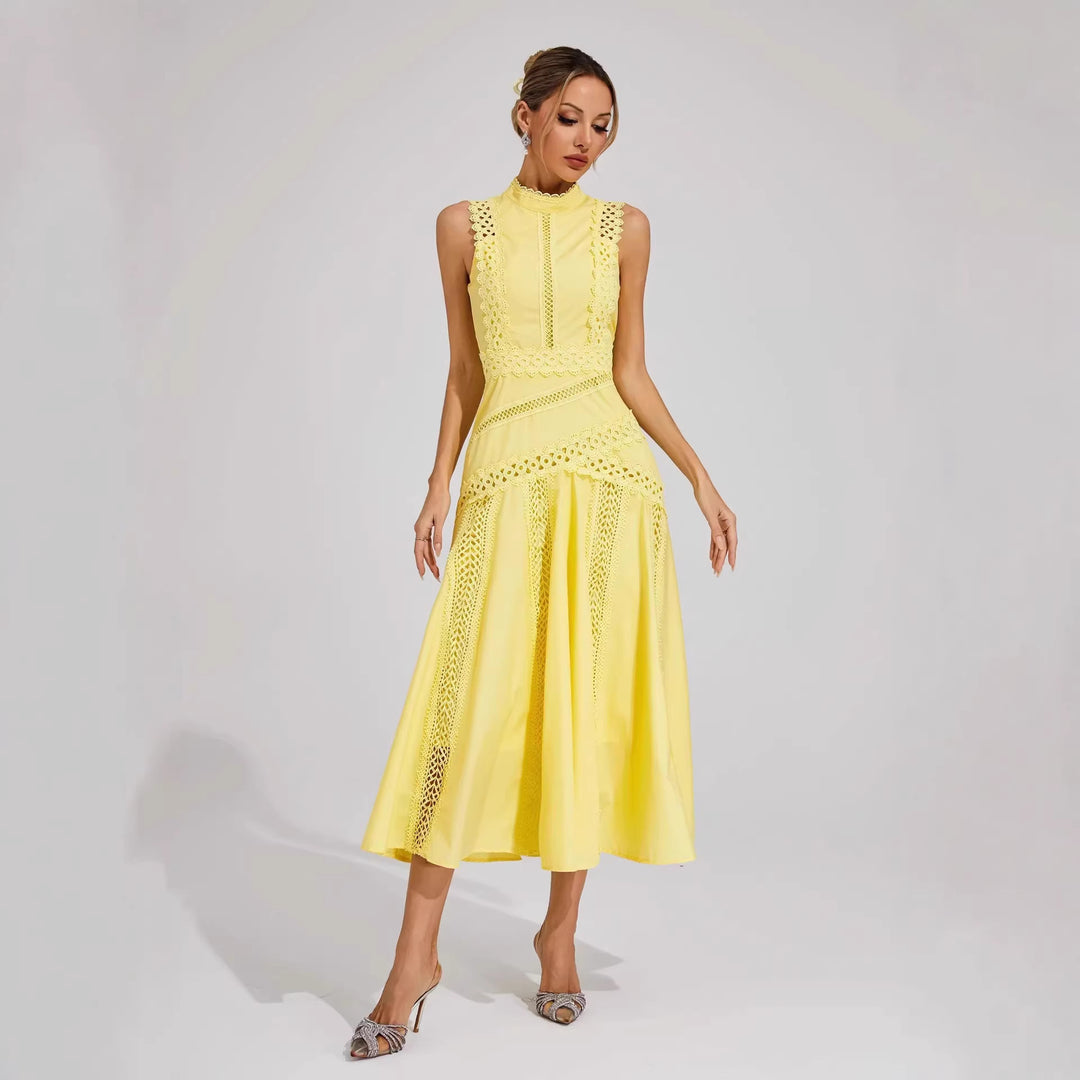 Damen Midi-Kleid mit aufwendigen Spitzenakzenten Drune