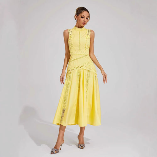 Damen Midi-Kleid mit aufwendigen Spitzenakzenten Drune