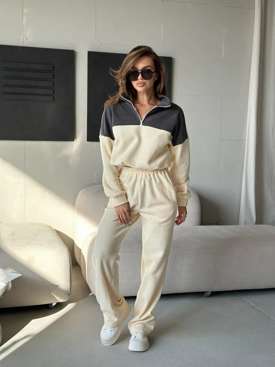 Damen Modisches Loungewear-Set mit Reißverschluss Drune